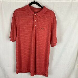 Greg Norman‎ Play Dry Striped Polo Style Golf  Shirt Men's Large Salmon Color.